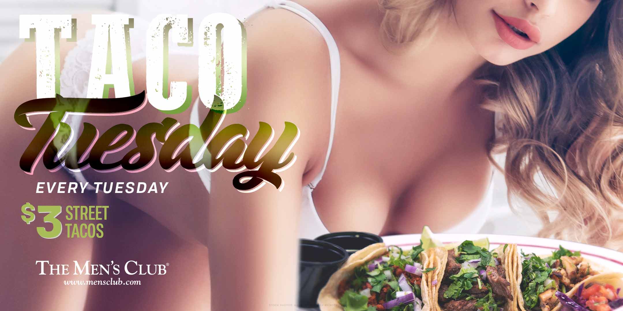 image of sexy woman leaning over street tacos at The Men's Club of Dallas