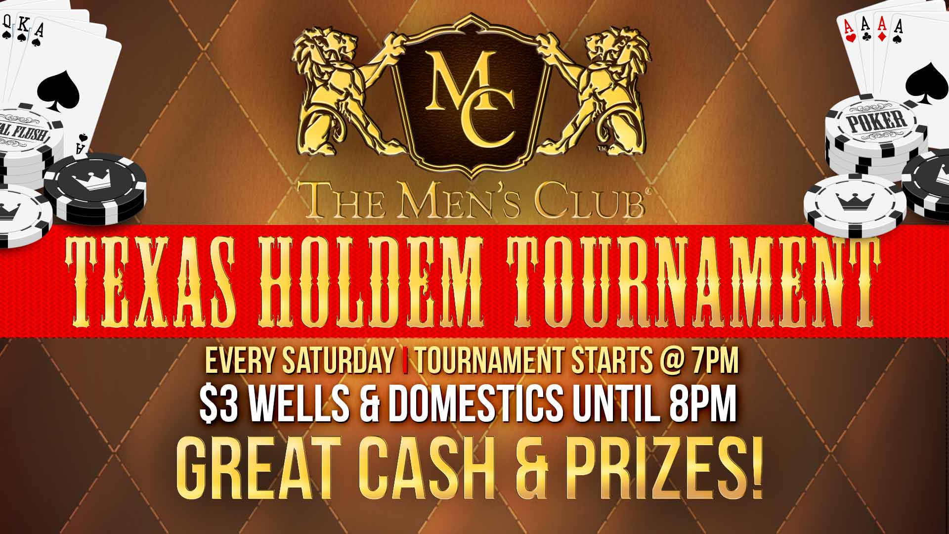 image of poker cards and chips for Texas Holdem Tournaments at The Men's Club of Dallas